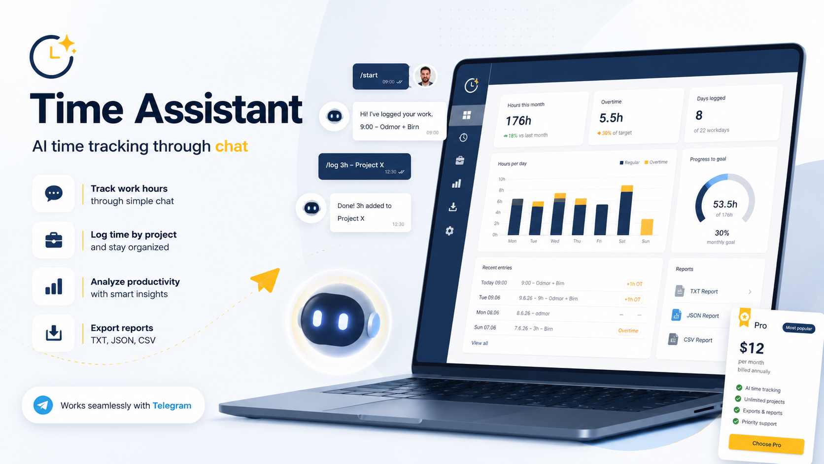 Time Assistant - tracking work hours over chat